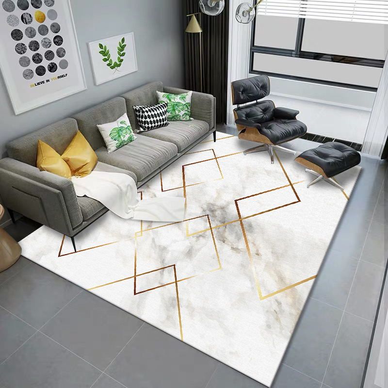 Minimalist Geometry Pattern Rug Polyester Area Carpet Non-Slip Backing Indoor Rug for Living Room