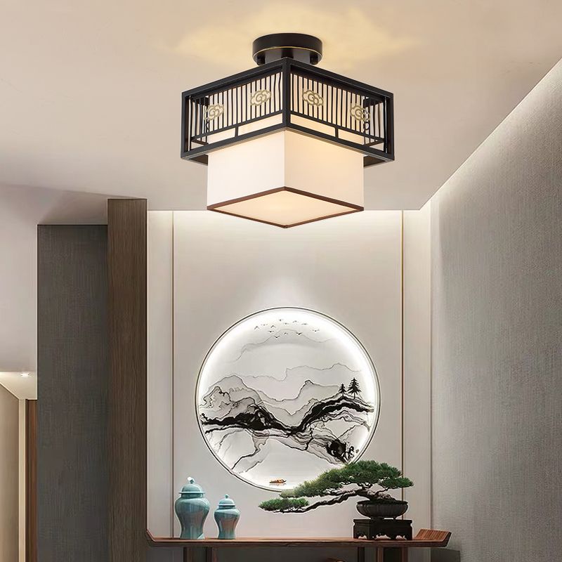 Shaded Aisle Ceiling Flush Mount Traditional-Style Fabric Black Ceiling Mounted Fixture