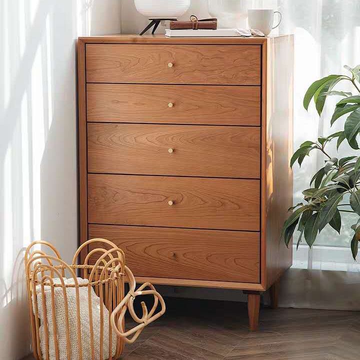 Mid-century Modern 5- Drawer Chest Rectangle Wooden Accent Chest