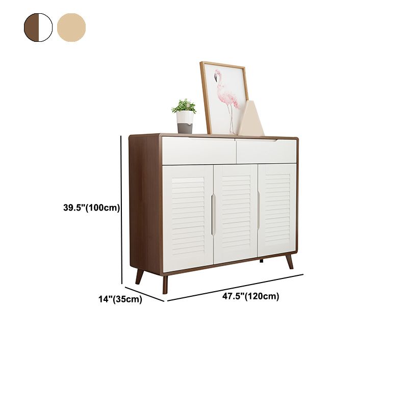 Contemporary Solid Wood Accent Cabinet with 2 Drawers and Doors