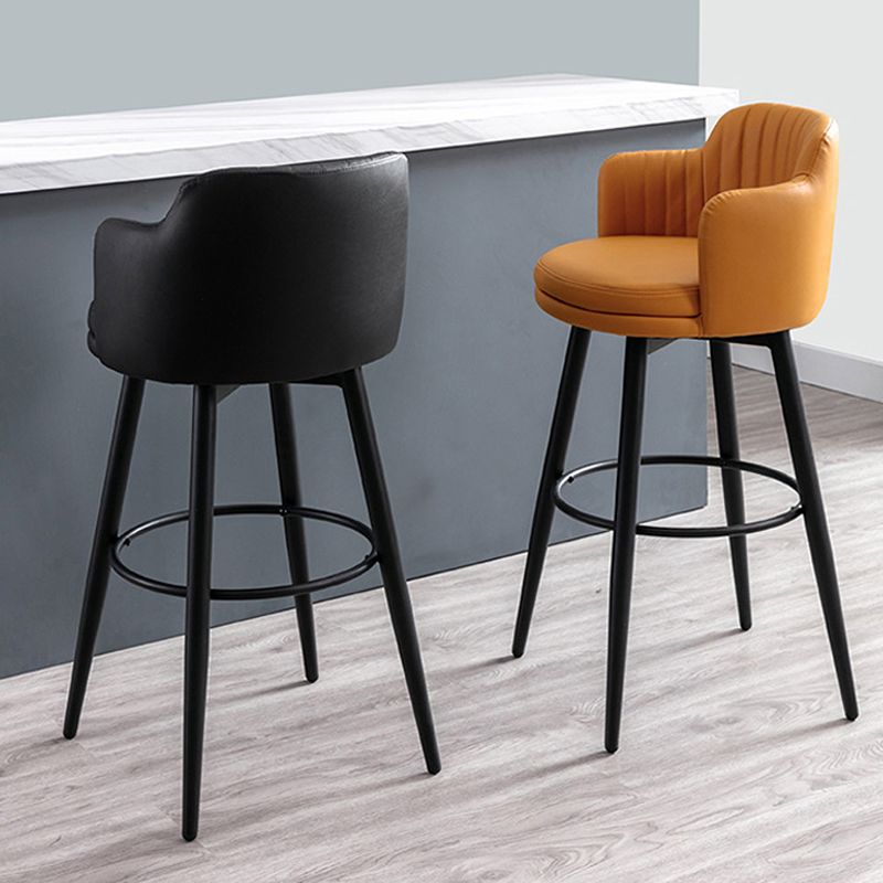 Contemporary Swivel Bar Stool Upholstered Leather Stools with Footrest
