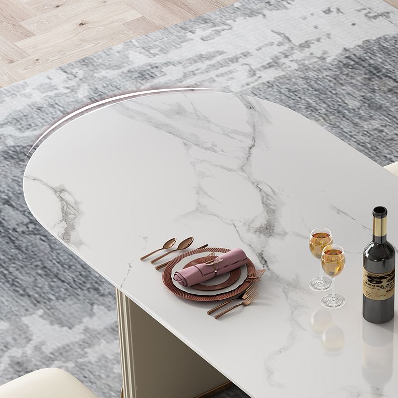 Mesa de comedor de piedra sinterizada glamorosa de sinterización de mesa de comedor estándar con bases de pedestal doble