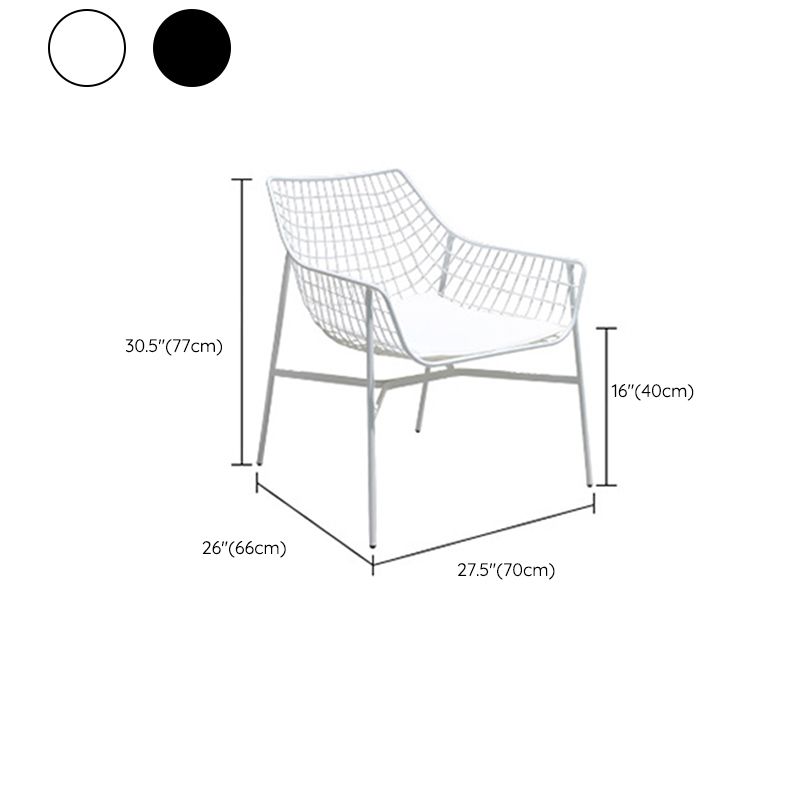 Industrial Metal Dining Armchair Water Resistant Armchair with Arm