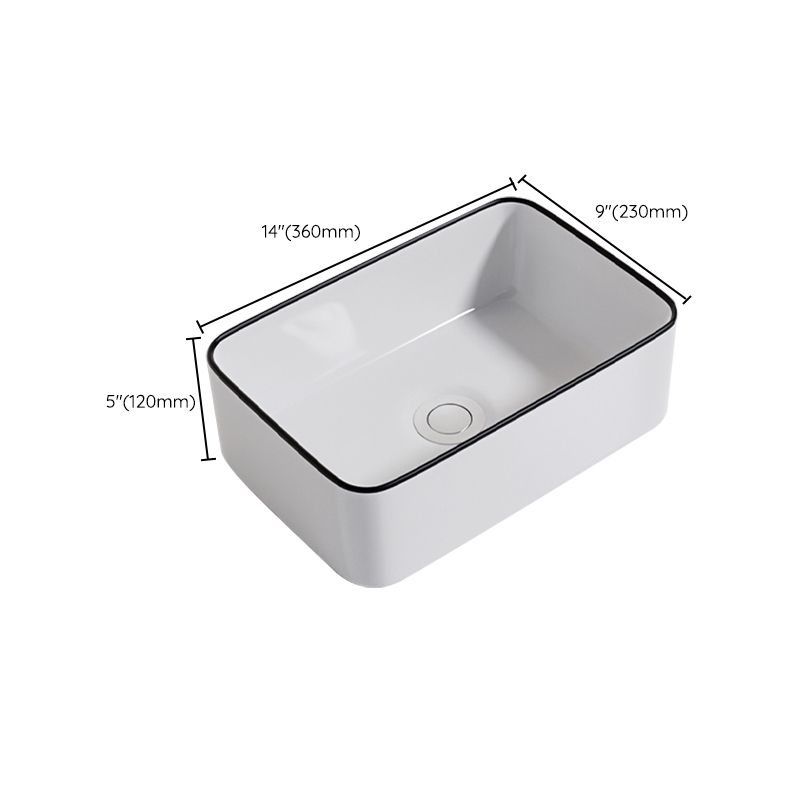 Contemporary Bathroom Sink Porcelain Oval-Shape Vessel Bathroom Sink with Pop-Up Drain