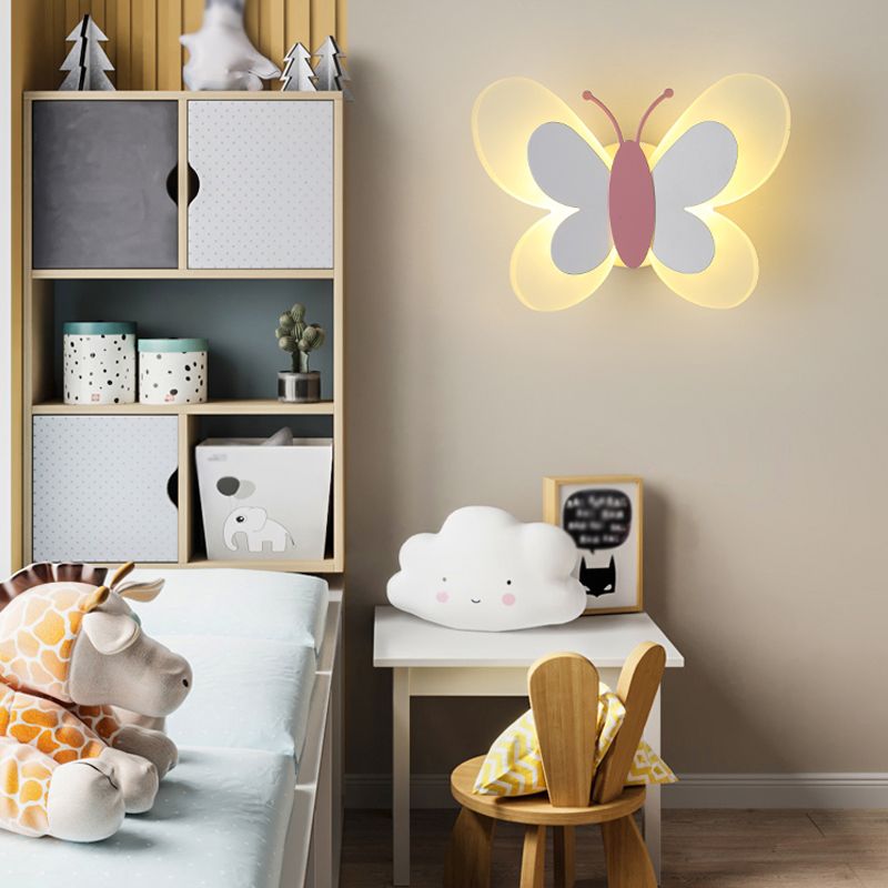 1 Light Butterfly Wall Lighting Fixtures Modern Style Metal Wall Mounted Lights