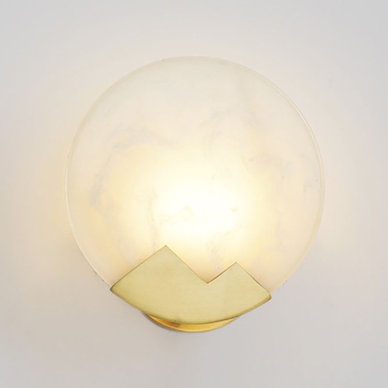Brass Round Wall Light Postmodern 8" Wide Wall Sconce in Gold for Living Room