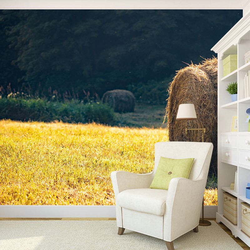 Customized Straw Bales Mural Environment Friendly Wallpaper for Accent Wall