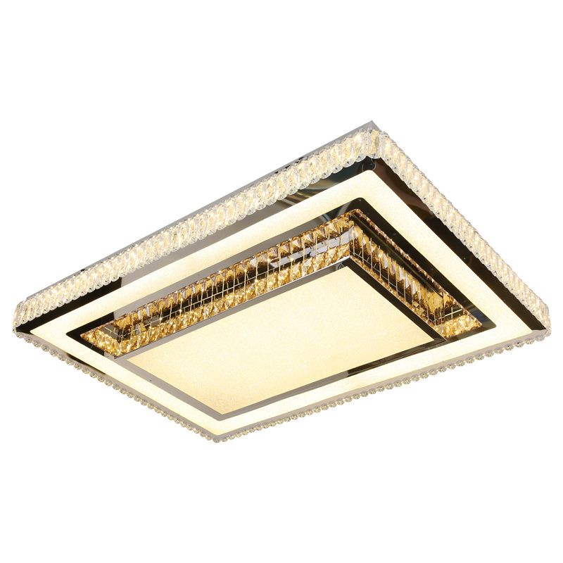 Modern Tiered Flush Mount Lamp Clear and Smoke Grey Crystal Living Room Flush Mount in Chrome