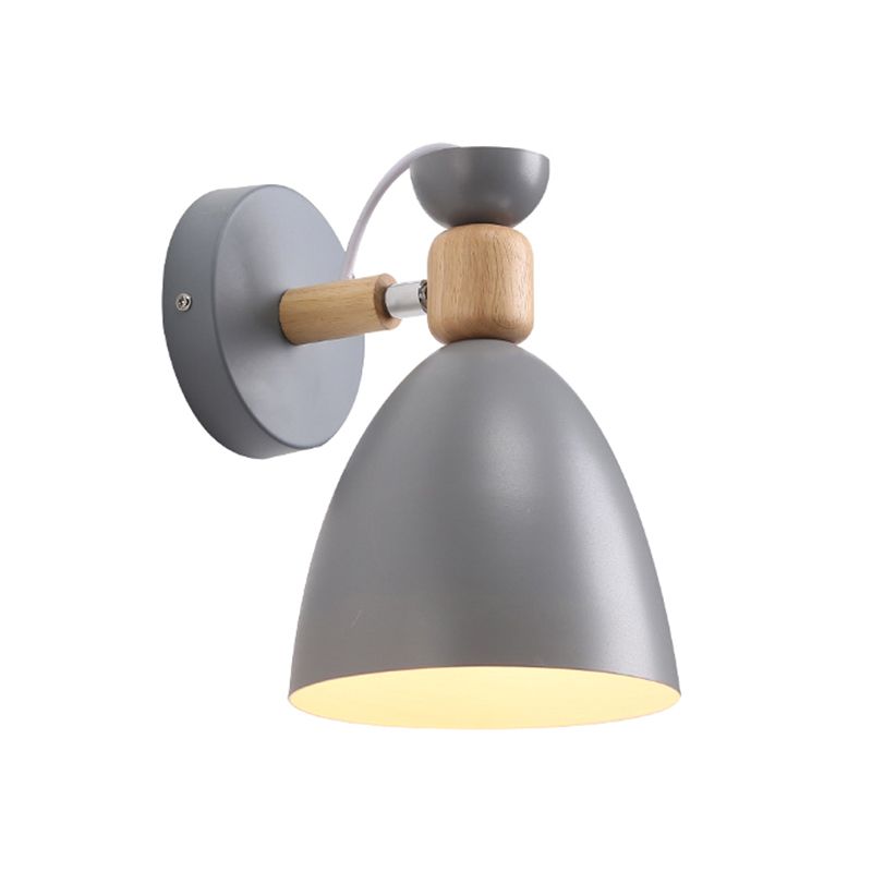 Eenpersoonsbedeld aan de hand gemonteerd leeslicht macaron verstelbare wandlamp met bel metalen schaduw