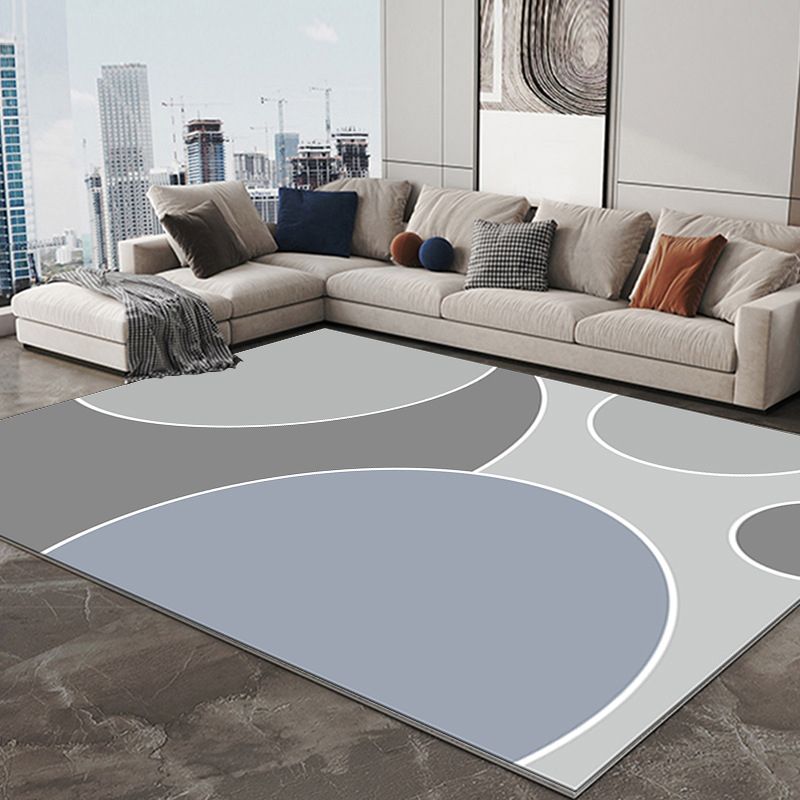 Abstract Print Living Room Non-Slip Backing Rectangle Modern Polyster Carpet