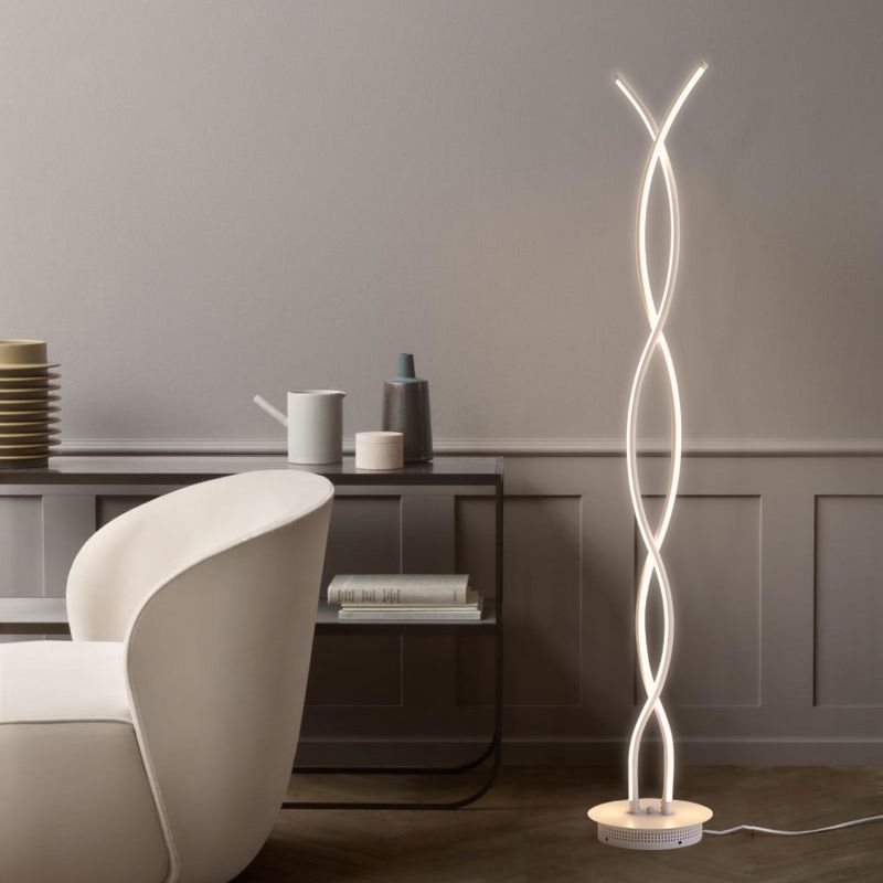 Acrilico illuminazione a spirale in piedi lineare semplicità semplicità lampada da lettura del pavimento bianco per camera da letto