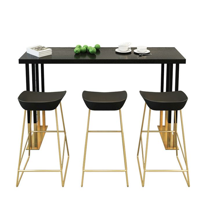 Solid Wood Bar Dining Table Traditional Luxury Bar Table with Sled Base in Gold