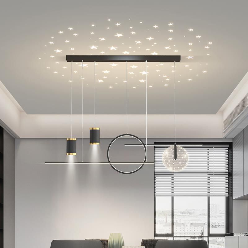 Geometric Shape Metal Island Pendants Modern Style 8 Lights Island Pendant Lights