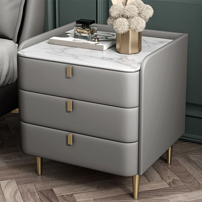 Solid Wood Frame 3 Drawer Leather Multicolor Choice Gold Table Leg Nightstand
