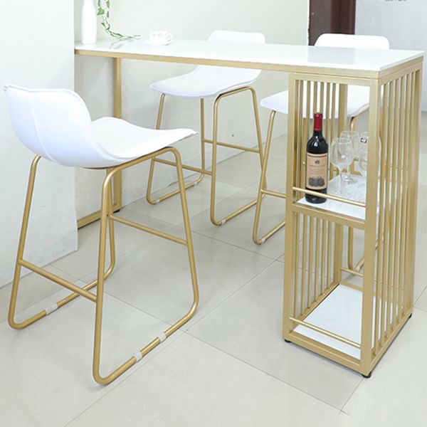 Glam 1/2/3 Pieces Bar Table Set Rectangle Stone Counter Table with High Stools