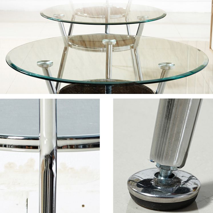 Esstisch aus Glas im modernen Stil, runder Tisch mit Metallgestell für den Heimgebrauch