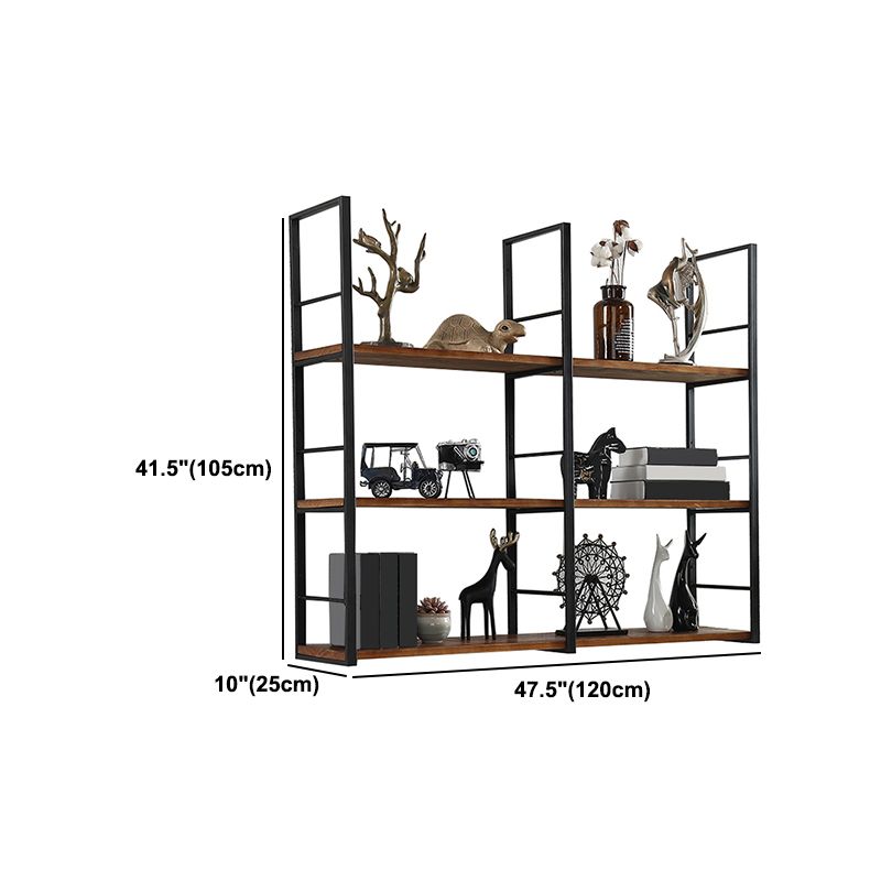 Wall Mounted Industrial Bookshelf Iron Frame Pine Wood Bookshelf for Bedroom