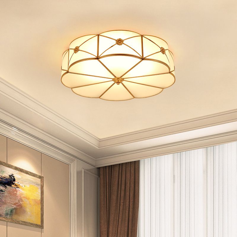 Bronze Ceiling Mount Light Fixtures Colonial Ceiling Flush Mount Lights with Glass Shade