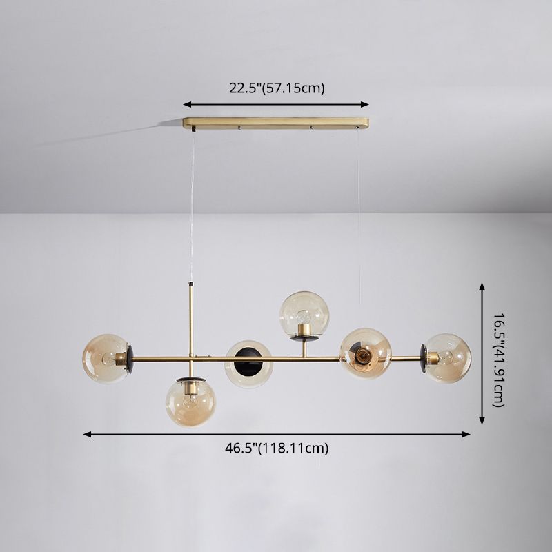 Modern Creative Globe Isola Light Iron Iron a 6 luci a sospensione Light With Glass Shade