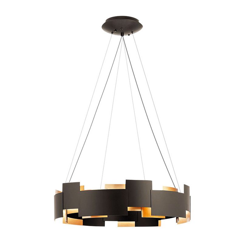 Simplistic Chandelier Light Fixture Black Circle Hanging Light Kit with Metal Shade