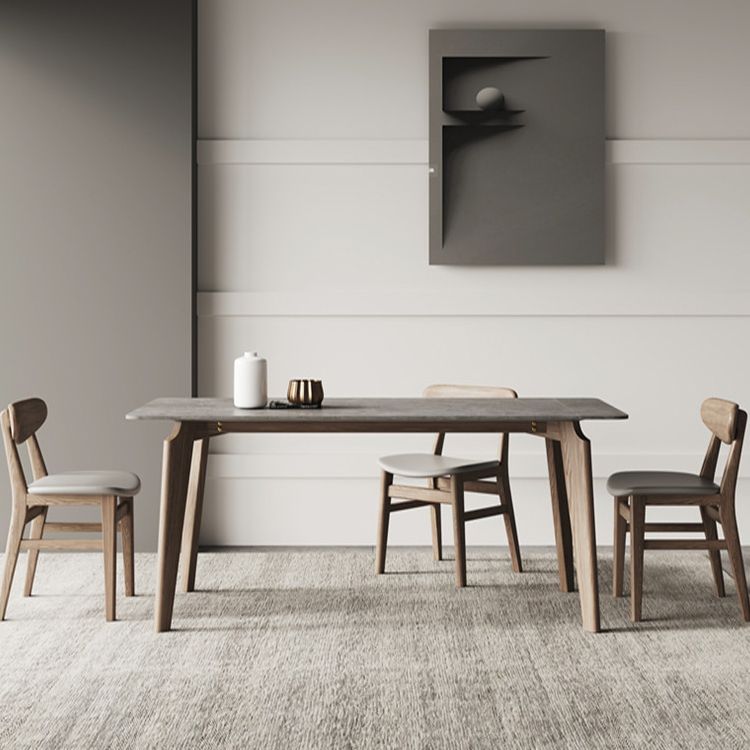 Modern Rectangle Counter Dining Table Brown Wood Finish Legs Dining Table
