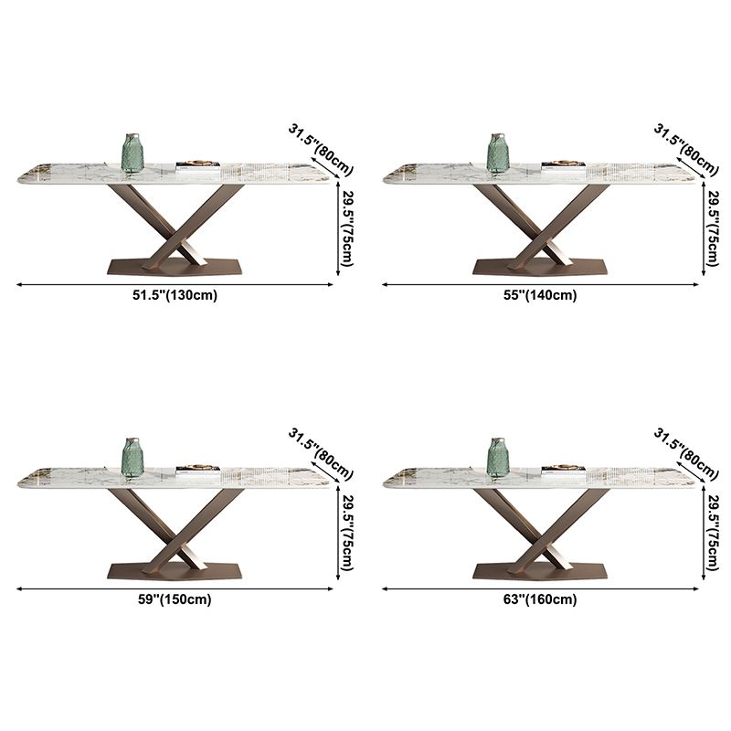 Metaal traditionele luxe rechthoek binnen tafel gesinterde stenen tafel met voetstukbasis