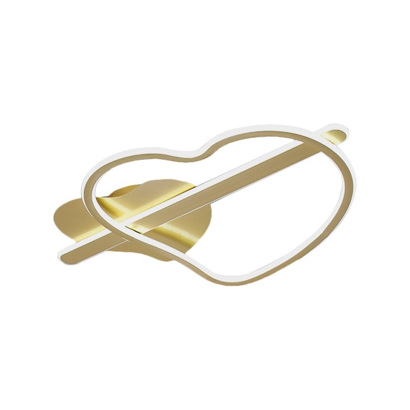 Loving Heart Metal Flush Mount Light Kids Gold/Coffee LED Ceiling Lighting in Warm/White Light for Bedroom