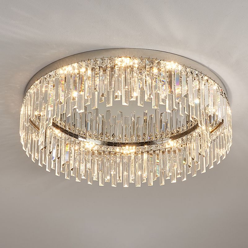 Moderne Luxus-Deckenleuchte in runder Form, Kristall, 1 Licht, Unterputzmontage für Wohnzimmer