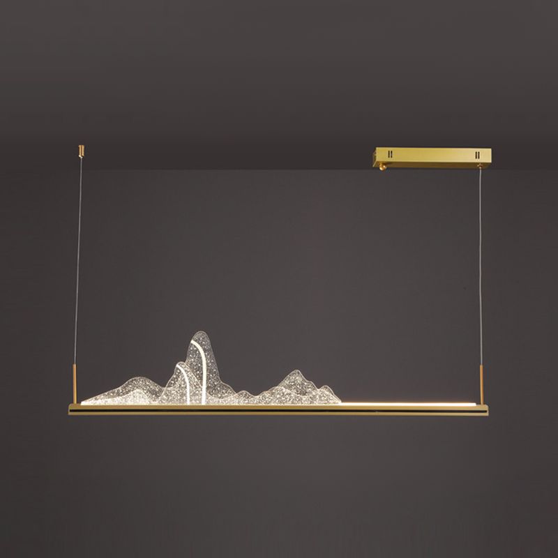 Modern Lighting Chandelier 1 Light Island Lighting Ideas Metal Island Ceiling Light in Gold