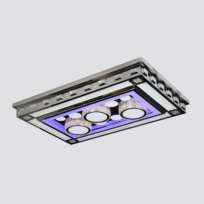 Rectangle Crystal Flush Ceiling Light Fixture Simple LED Purple Flush Mount Lighting for Living Room