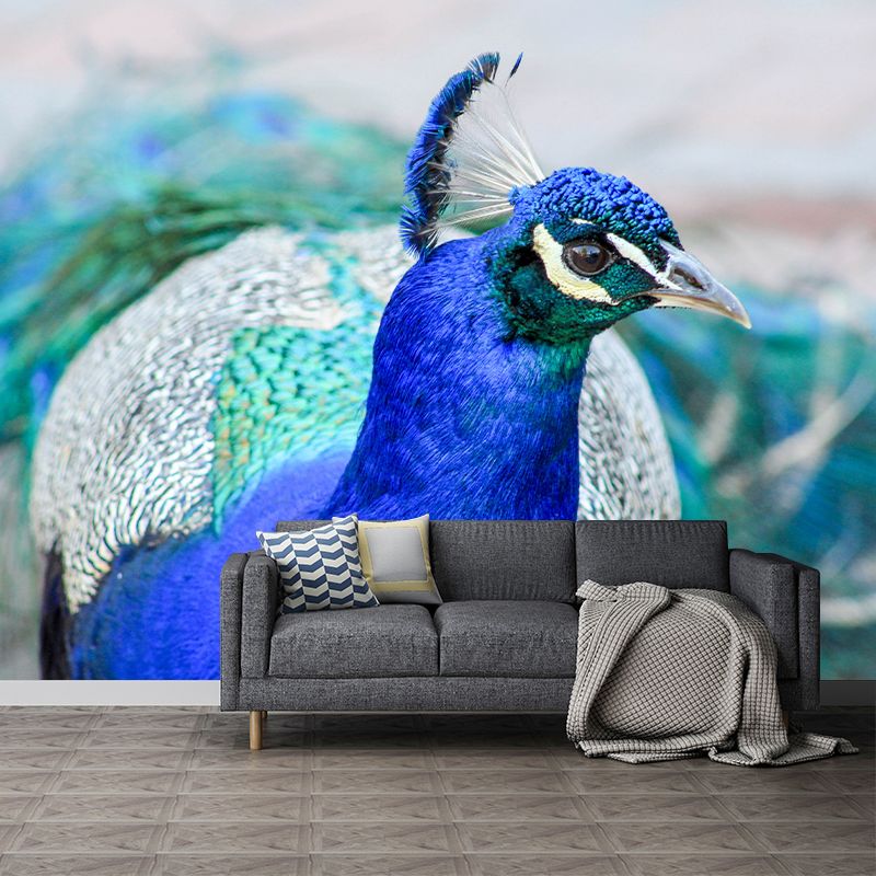 Tropical Peacock Photo Moisture Resistant Mural Decal Modern Wall Decor for Bedroom