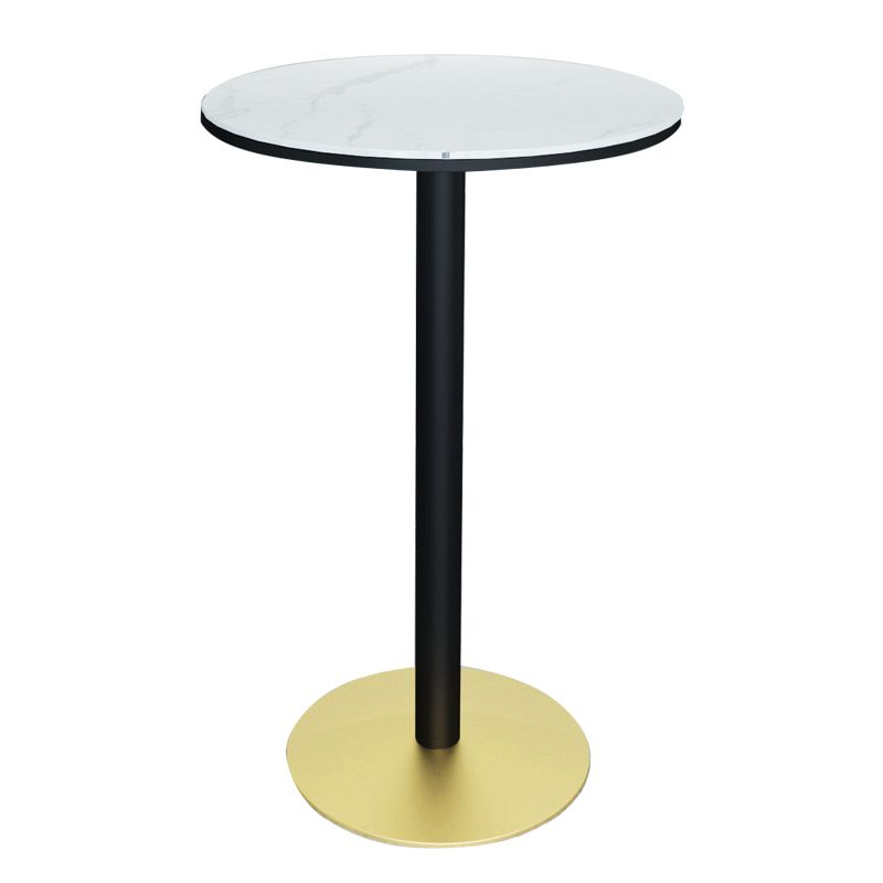 1/3/4/5 Pieces Glam Iron Bar Table Set Round Bistro Set with Black Faux Marble Top