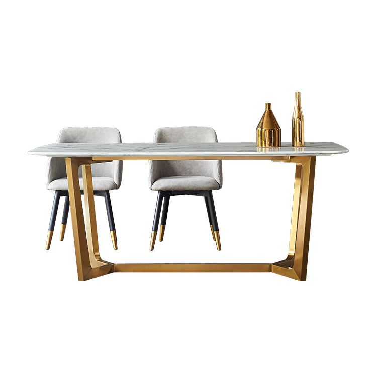Marble Dining Table Set 1/2/7 Pcs Rectangle Dining Table with Arm Chairs