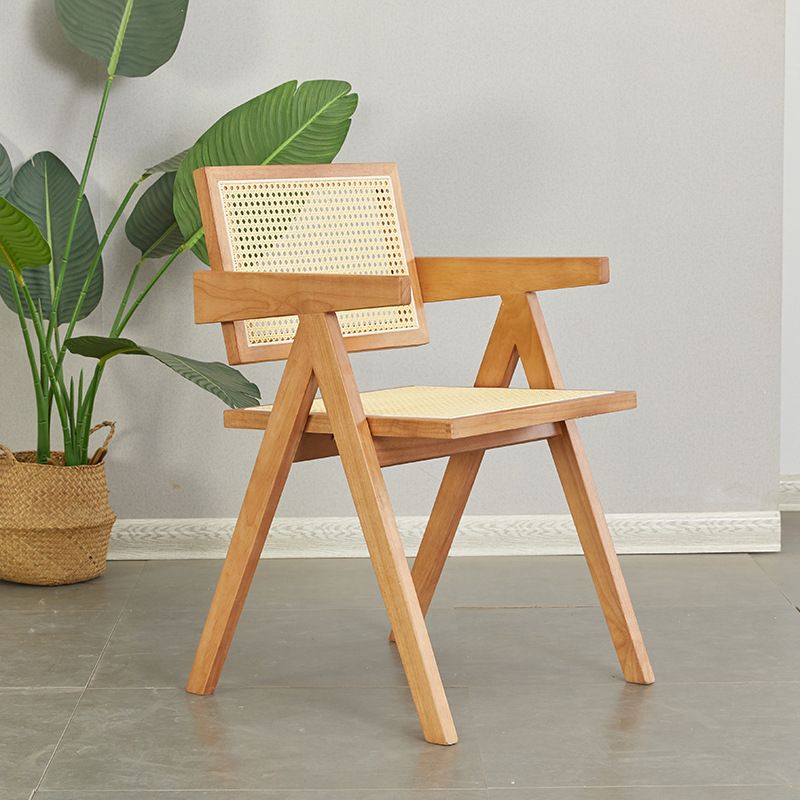 Modern Rattan Dining Chair Open Back Dining Side Furniture in Matte Finish for Brasserie