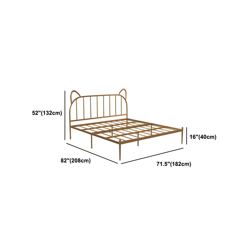 84.65 inch Wide Contemporary Bed Frame Metai Gold Slat Bed with Headboard