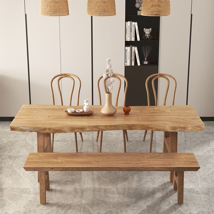 Rectangle Wood Color Dining Table Solid Wood Table Modern Style with 4 Legs