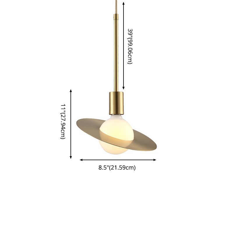 Metal Planet Pendant Light Kit Minimalist Style Pendant Lighting Fixture in Coppery