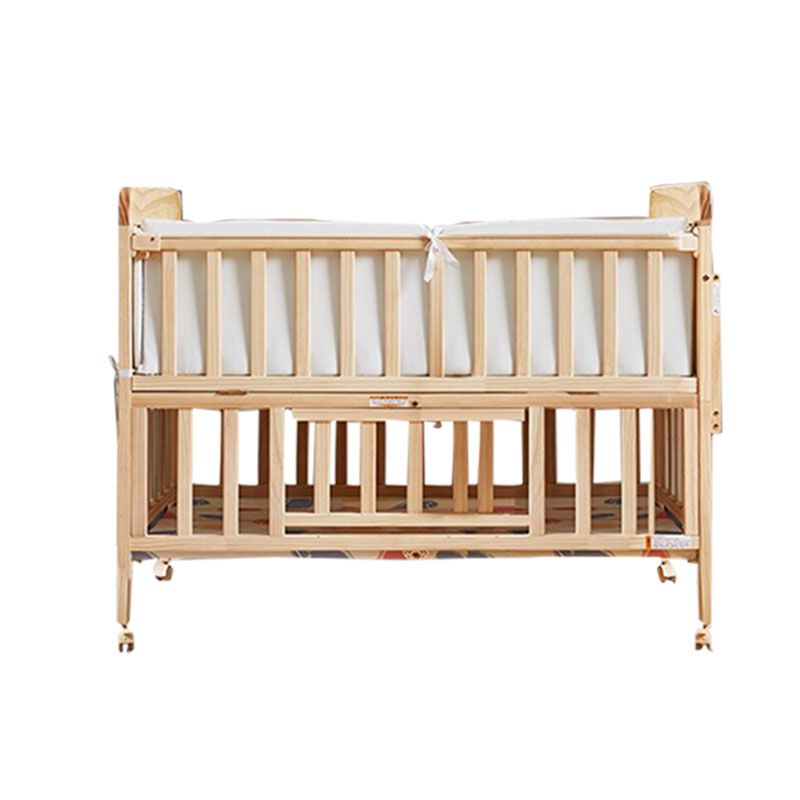 Farmhouse with Storage Baby Crib Wood Arched Crib with Casters