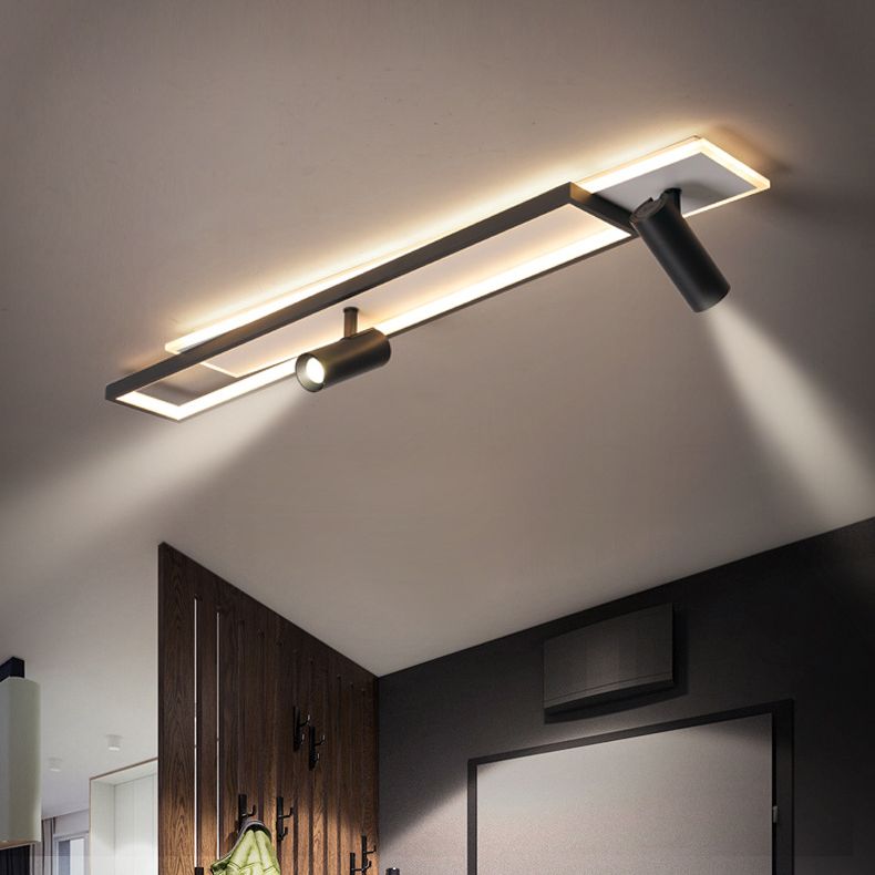 Nouveau Luminaire de plafond de salon linéaire de lumière affleurante de LED de fer moderne avec 2 projecteurs