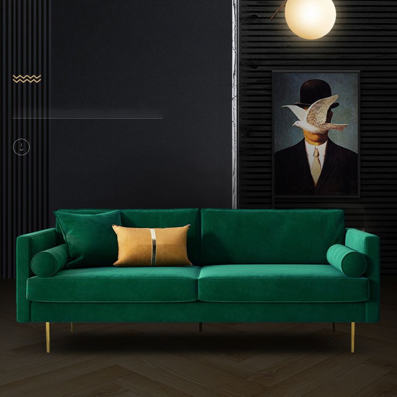 Canapé en velours à 2/3 places moderne du milieu du siècle de 31,5 po de large avec accoudoirs carrés