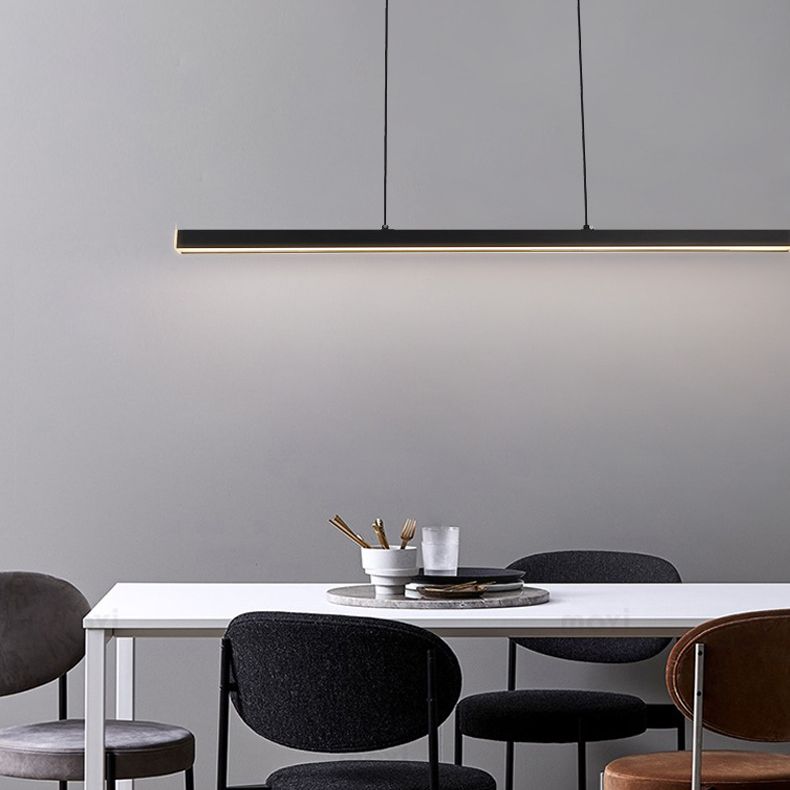 Minimalist Linear Island Pendant Lighting, 1-Light Acrylic Hanging Light for Kitchen Island