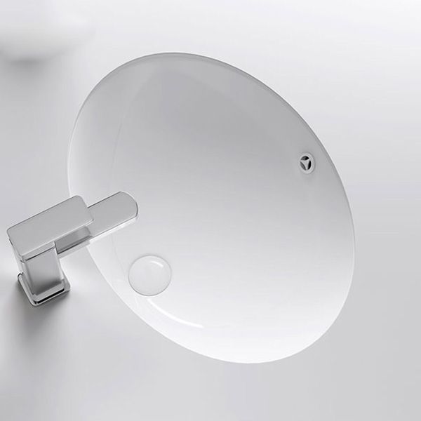 Modern Bathroom Sink Pop-Up Drain Porcelain Solid Color Oval-Shape Vessel Lavatory Sink