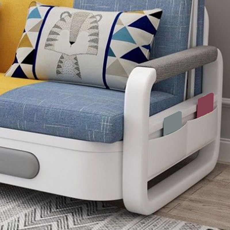 Linen Sofa Bed 35.43" Wide Square Arm Sleeper Sofa with Upholstered