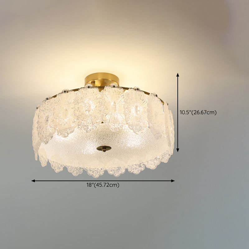 Multi Lights Ceiling Mount Light Modern Style Round with Glass Shade for Bedroom