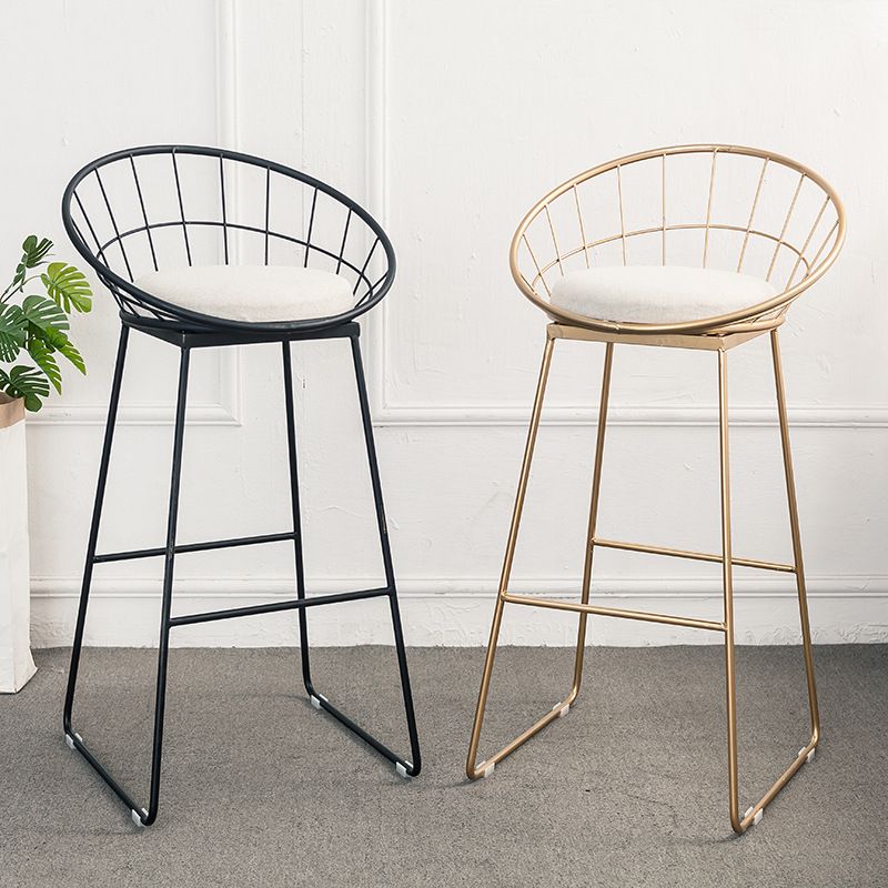 Contemporary Round Bar and Counter Stool Metal Stool with Sled Base