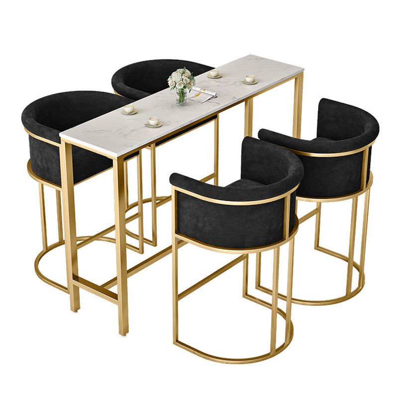 Metal and Marble Rectangular Table, Industrial Style Minimalist Corporate Pantry Bar Table