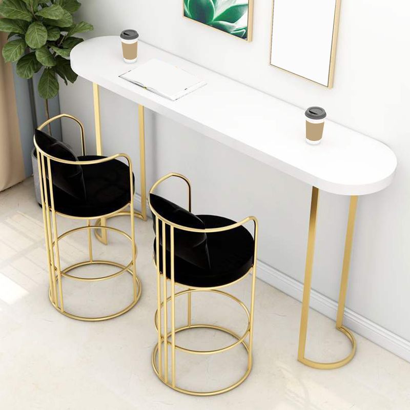 Glam Pub Table Oval Bar Height Double Pedestal Bar Table for Indoor