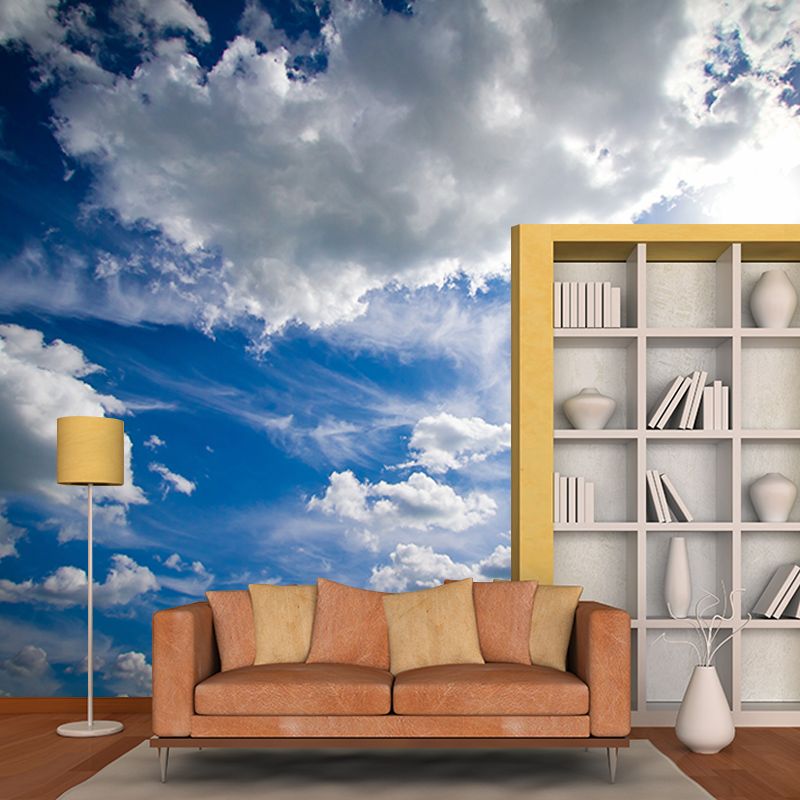 Blue Sky Modern Style Water Resistant Sitting Room Wall Covering, Personalized Size