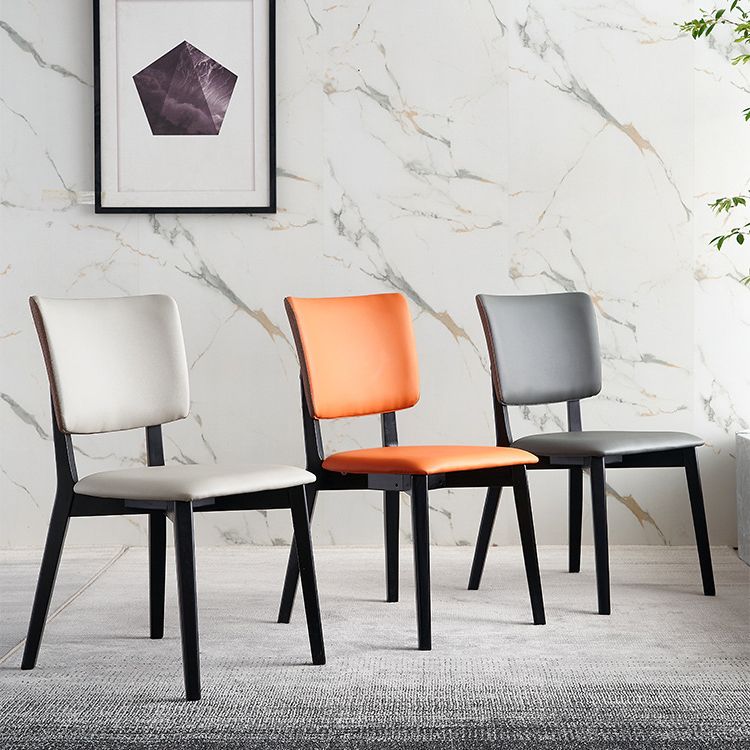 Faux Leather Kitchen Dining Chairs Upholstered Side Chairs with Wood Base