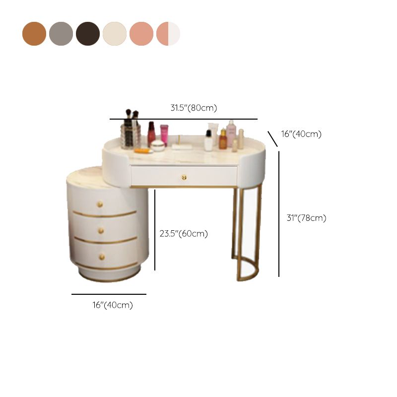 Wooden Makeup Vanity Desk Bedroom Dressing Table Stool Set with Drawer
